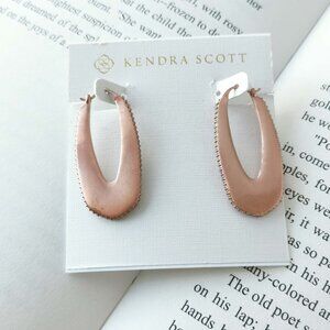 NEW Kendra Scott Adeline Rose Gold White Crystal Hoop Earrings Authentic
